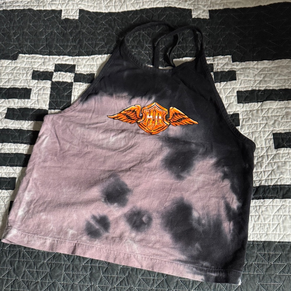 Harley-Davidson Harley Black and Purple tie dye halter tank top Small S